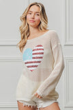 Sequin American Flag Heart Knit Up
