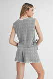 Side Tie Detail Knit Vest and Shorts Set