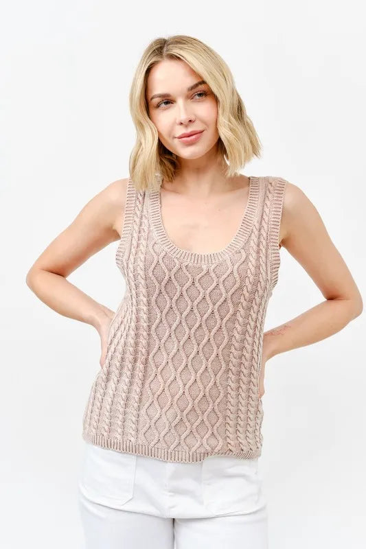 Washed Scoop Neck Sweater Tank
