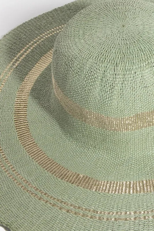 Elegant Metallic Trim Floppy Sun Hat