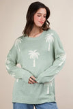 Palm Tree Graphic Oversized Knit Sweater