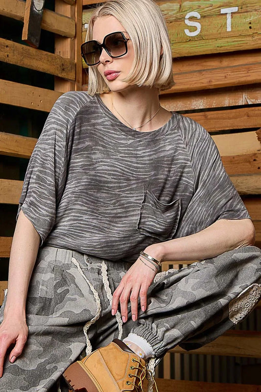 Melange Texture Relaxed Fit Round Neck Tee