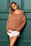 Mink Lurex Stitched Button Detail Top