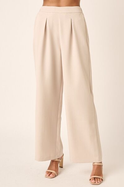 Inverted Pleat Detail Wide Leg Pants