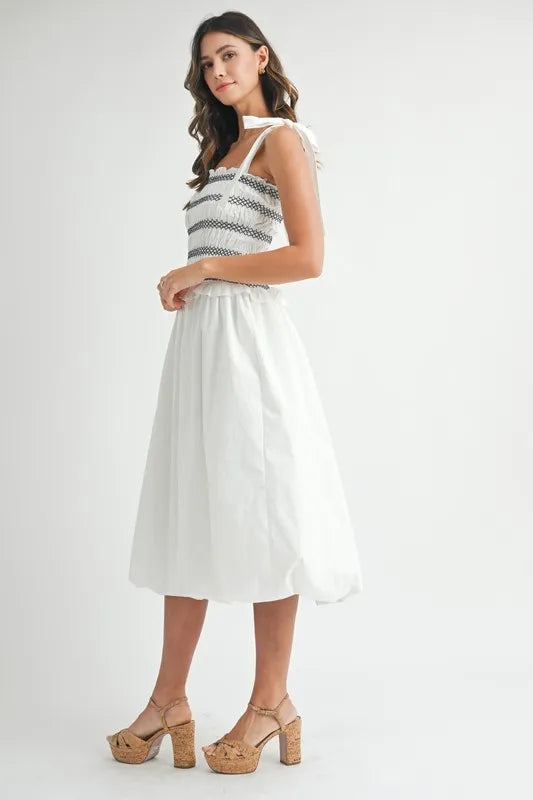 Smocked Bodice Bubble Midi Dress