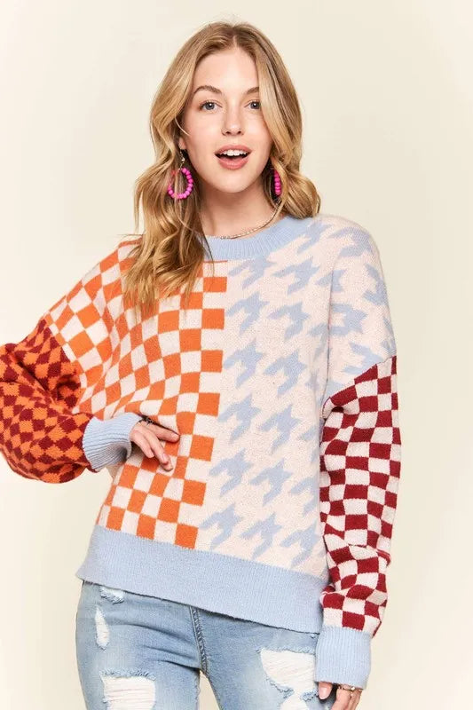Checker and Houndstooth Sweater