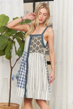 Patchwork Button Front Mini Dress