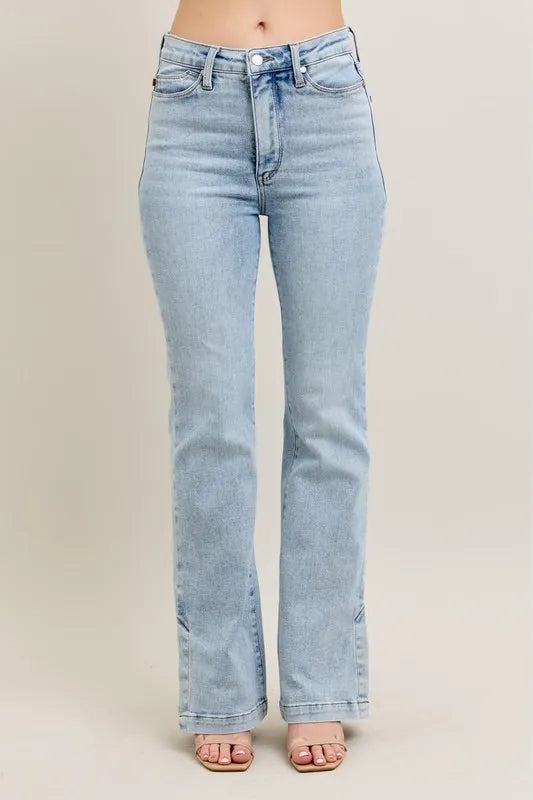 Full-Length Slimming Vintage Side Slit Bootcut Jeans