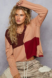Notched Neck Long Sleeve Patterned Shirt