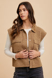 Puzzle Quilted Snap Down Vest Coat