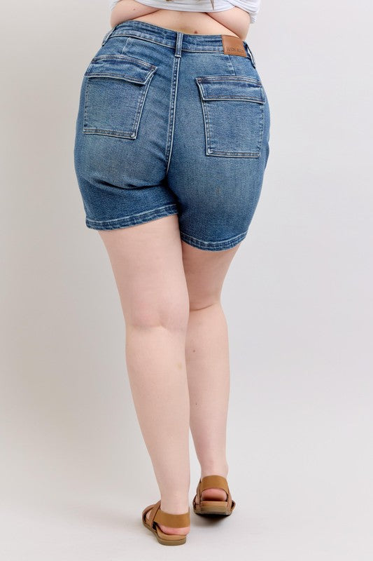 Full Size High Rise Denim Shorts Plus Size