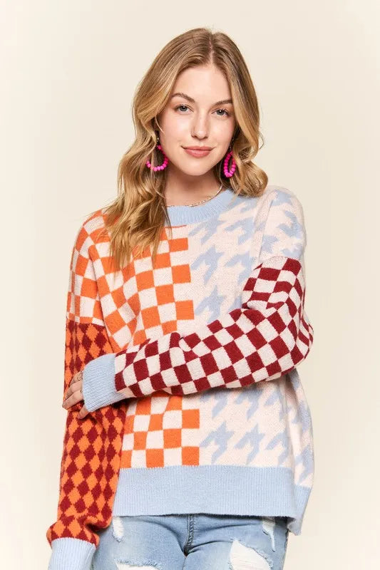 Checker and Houndstooth Sweater