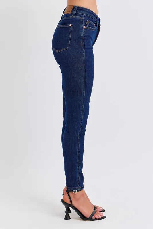 Full Size Midi Rise Tummy Control Classic Skinny Jeans Plus Size
