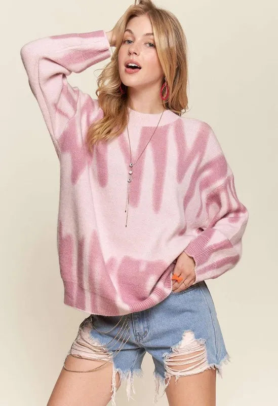 Drop Shoulder Graffiti Sweater