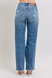 Full Size High Waist Heavy Destroy Straight Jeans Plus Size