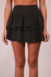 Riffled Tiered Layers Activewear Skirt with Shorts