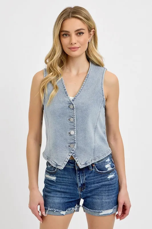 V-Neck Button Down Vest