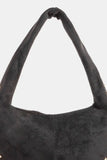 Studded Crescent Suede-Like Handbag