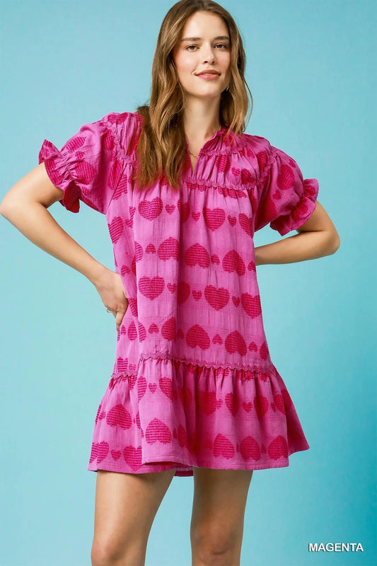 Sweetheart Ruffle Sleeve Babydoll Dress