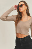 Long Sleeve Crop Sweater Top and Inner Bra Set