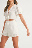 Crochet Lace Detail Crop Top and Shorts Set