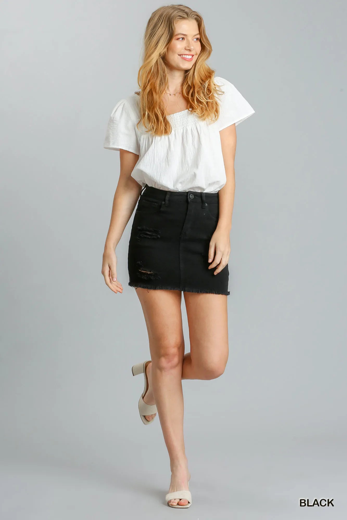 Raw Hem High Waist Grunge Skirt