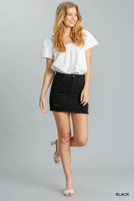 Raw Hem High Waist Grunge Skirt