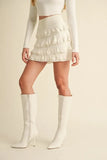 Ruffled Detail High Waist Knit Mini Skirt