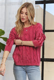 Mineral Washed Cable Knit Sweater Top