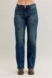 Full Size Seam Detail High-Waisted Straight Jeans