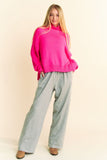 Rhinestone Elastic Waist Wide Leg Pants