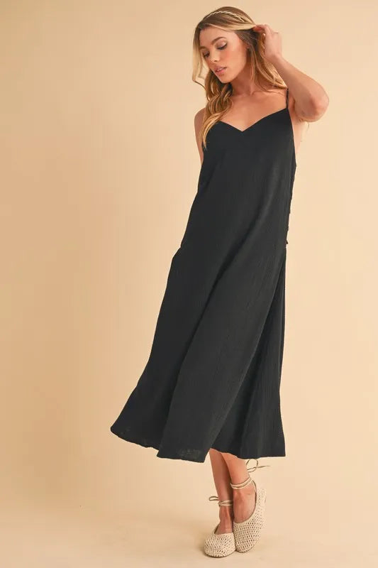 Side Button Midi Cami Dress