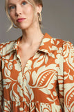 Chic Floral Tiered Midi Shirt Dress
