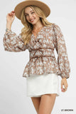 Boho Peplum Blouse with Adjustable Tie Accent
