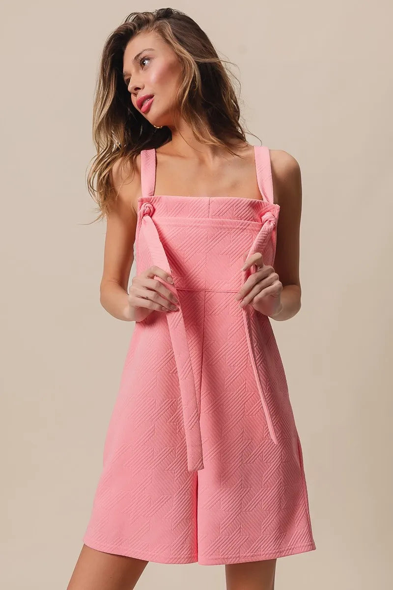 Texured Jacquard Romper with Side Pockets
