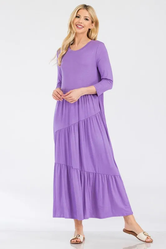 Full Size Asymmetric Tiered Midi-Dress Plus Size