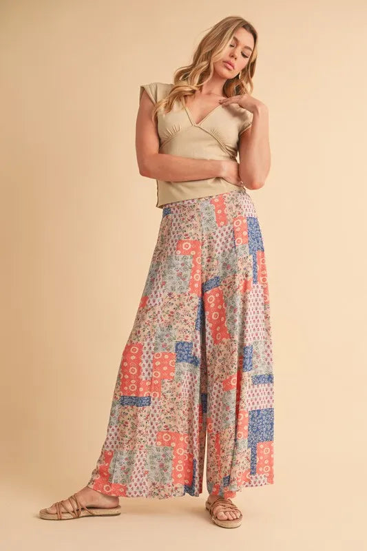 Printed Wide Leg Pants