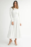 Ribbed Poplin Mix Midi Sweater Dress