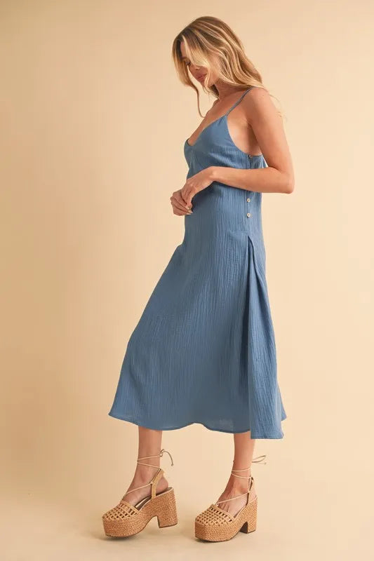 Side Button Midi Cami Dress
