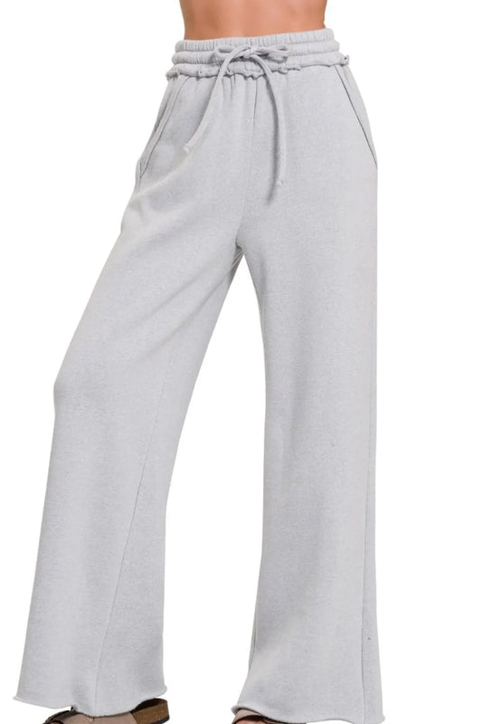 Fleece Exposed Seam Wide Leg Sweatpants