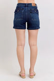 High Waist Back Flap Pocket Denim Shorts