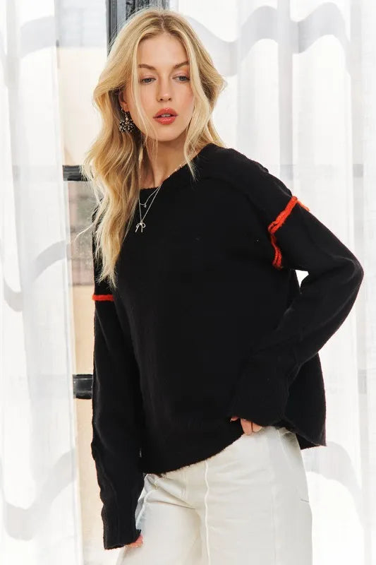 Stripe Accent Sweater Top