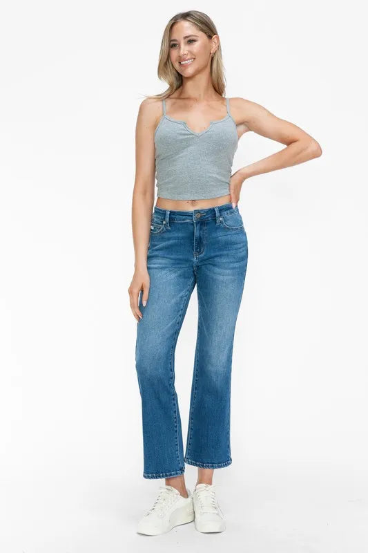 Premium Full Size Mid Rise Ankle Flare Jeans