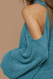 Belle Sweater Knit Open One Shoulder Turtle Neck