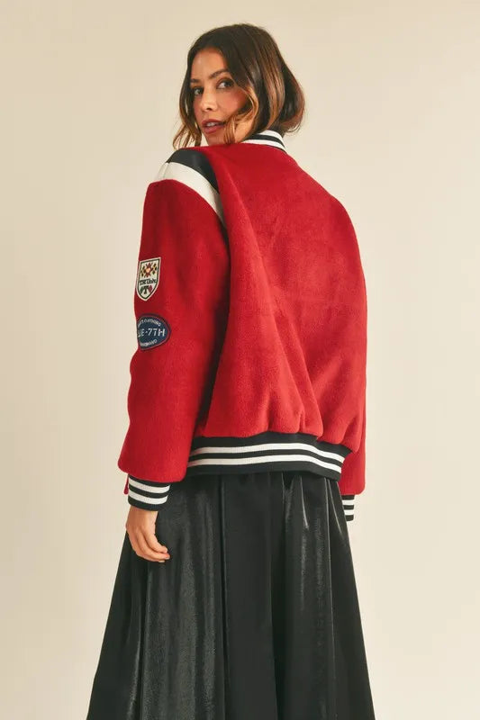 M Bomber Varsity Jacket with Patch Detail