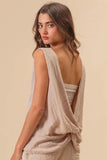 Textured Sweather Knit Twist Back Sleeveless Top