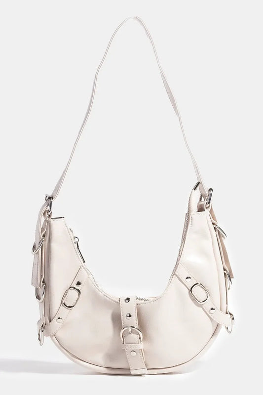 Crescent Buckle-Embellished Crossbody Bag