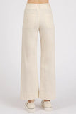 Twill Patch Pocket High Rise Wide Leg Pants