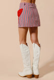 Nautical Striped Bow Tie Mini Denim Skirt