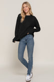 Mock Neck Long Sleeve Seam-Detail Sweater